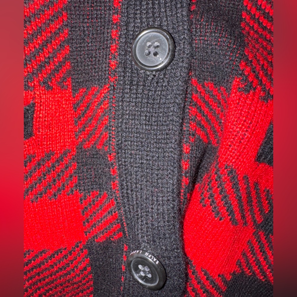 NWT Polo Ralph Lauren Women Red and Black Checkered Sweater Blazer Size XL - Picture 4 of 7